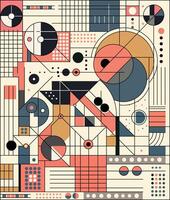 Geometrical Flat Art with Modern Abstract Bauhaus Design, Modern Colorful Bauhaus Pattern with Geometric Texture and Abstract Elements vector