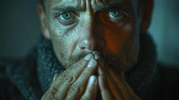 Mental Problem. Anxiety disorder concept. man with mental problem photo