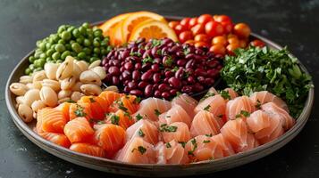 healthy nutrition, balanced diets, and nutrient-rich choices for wellness, plate with food photo