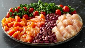 base nutrition on plate, healthy nutrition, balanced diets, and nutrient-rich choices for wellness photo