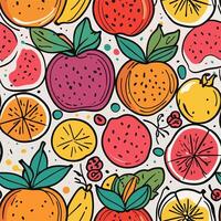 Vibrant Fruit Pattern Design featuring Apples Oranges Figs Pomegranates and Bananas vector