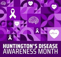 Huntingtons Disease Awareness Month geometric shape pattern background banner or poster design template. observed every year in May. Holiday concept. Use to any Template, card, poster, placard. vector