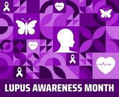 Lupus Awareness Month geometric shape pattern background banner or poster design template. observed every year in May. vector