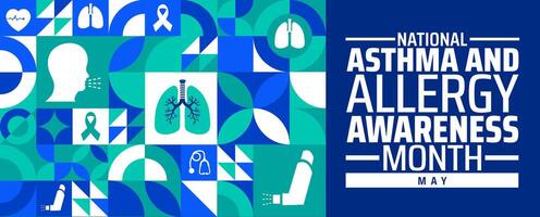 National Asthma and Allergy Awareness Month geometric shape pattern background banner or poster design template. vector