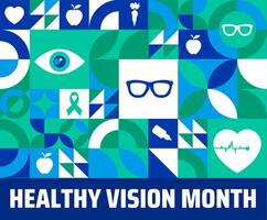 Healthy Vision Month Geometric shape pattern background banner or poster design template. observed every year in May. vector