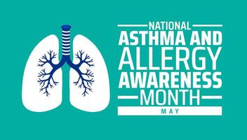 National Asthma and Allergy Awareness Month background banner or poster design template. observed every year in May. Holiday concept. Use to any Template vector