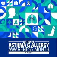 National Asthma and Allergy Awareness Month geometric shape pattern background banner or poster design template. observed every year in May. Holiday concept. Use to any Template, card, poster, placard vector