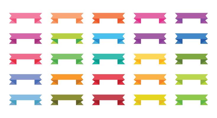 Collection of Colorful Flat Banner Ribbons