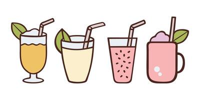 Assorted Colorful Summer Drinks Set vector