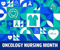 Oncology Nursing Month geometric shape pattern background banner or poster design template. observed every year in May. Holiday concept. Use to any Template, card, poster, placard, template. vector