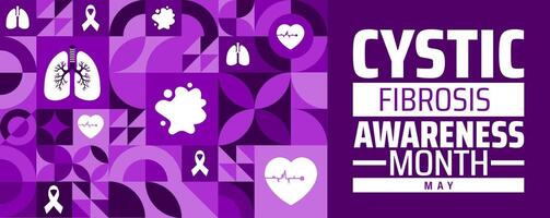 Cystic Fibrosis Awareness Month geometric shape pattern background banner or poster design template. observed every year in May. vector