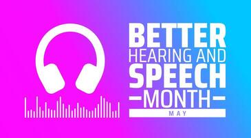 Better Hearing and Speech Month background banner or poster design template. observed every year in May. vector