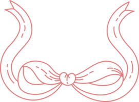 Vintage Coquette Outline Ribbon Bow. Whimsy accessory. Romantic Girly Vibe png