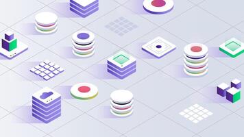 Futuristic Isometric Data Structures and Technology Concept Design with Minimal Aesthetic vector