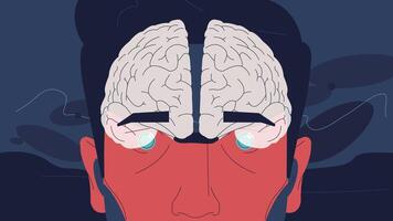 Man with brain diagram vector