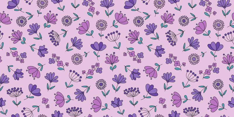 Abstract colored flowers pattern. Simple plant patterns. Seamless floral background.