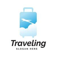 Traveling luggage logo design template vector