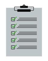 Minimalist checklist icon on clipboard with green ticks. Task completion, planning, productivity, organization, and to-do list concept for business, office, or education visuals. vector