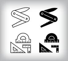 Cutting saw and ruler icon design. Simple linear and flat construction icon set. vector