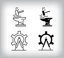 Plan drawing and ironworking icon design. Simple linear and flat construction icon set. vector