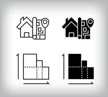 House plan and layout icon design. Simple linear and flat construction icon set. vector