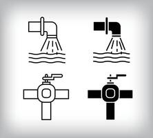 Faucet, sewer and pipeline line icon design. Simple linear and flat construction icon set. vector