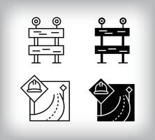 Road regulation and information road icon design. Simple linear and flat construction icon set. vector