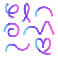 Abstract wavy lines with colorful gradient in bright colors vector