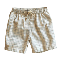 Lightweight Cotton Blend Men's Lounge Shorts Featuring Classic Window Pane Pattern Isolated on Transparent Background png