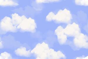 seamless pattern white fluffy clouds blue sky vector