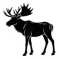 Minimal Moose Silhouette with Large Antlers vector