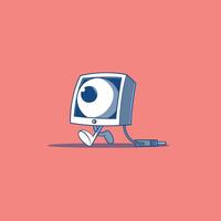 TV character with a big eye instead of a screen. vector