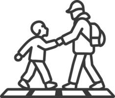 A man and child crossing the street together vector