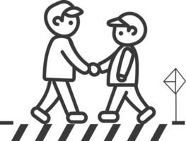 Two people are shaking hands on a crosswalk vector