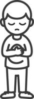 A black and white drawing of a man with his hands folded vector