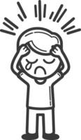 A cartoon man with his head in his hands vector