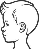 A boy's profile in outline on a white background vector
