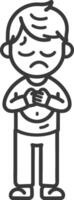 A cartoon man praying with his hands folded vector