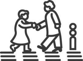 A man and woman are shaking hands in a line vector
