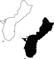 Map of Guam Silhouette Flat and Outline Design vector