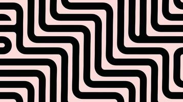 Black Wavy Lines Geometric Pattern on Light Pink Background vector