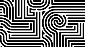 Abstract Black and White Maze Pattern - Geometric Line Art vector