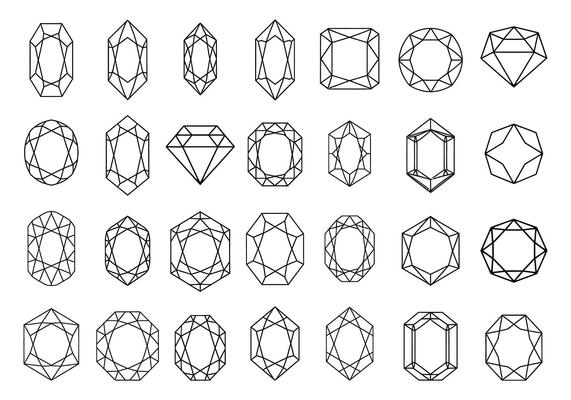 Assorted Diamond and Gemstone Outline Set