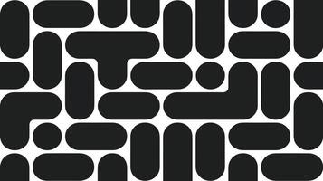 Abstract Black and White Rounded Geometric Shapes Pattern vector