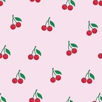 Simple seamless pattern with cherries on a light pink background. Creative concept vector