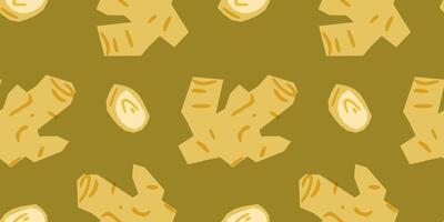 Ginger root seamless pattern vector