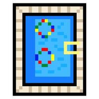 Swimming pool top view in pixel art isolated on white background vector