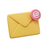3d render of yellow envelope with pink circle on a transparent background png