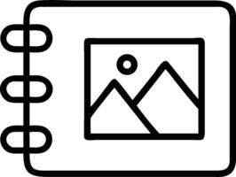 A notebook with a picture of mountains and a mountain vector