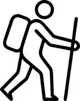 A black and white outline of a person with a backpack vector